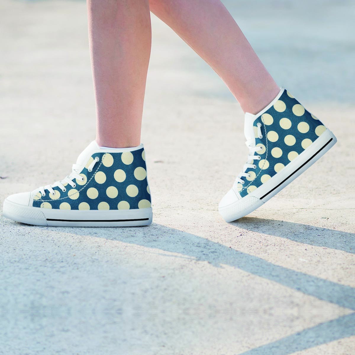 Blue Polka Dot Women's High Top Shoes-grizzshop