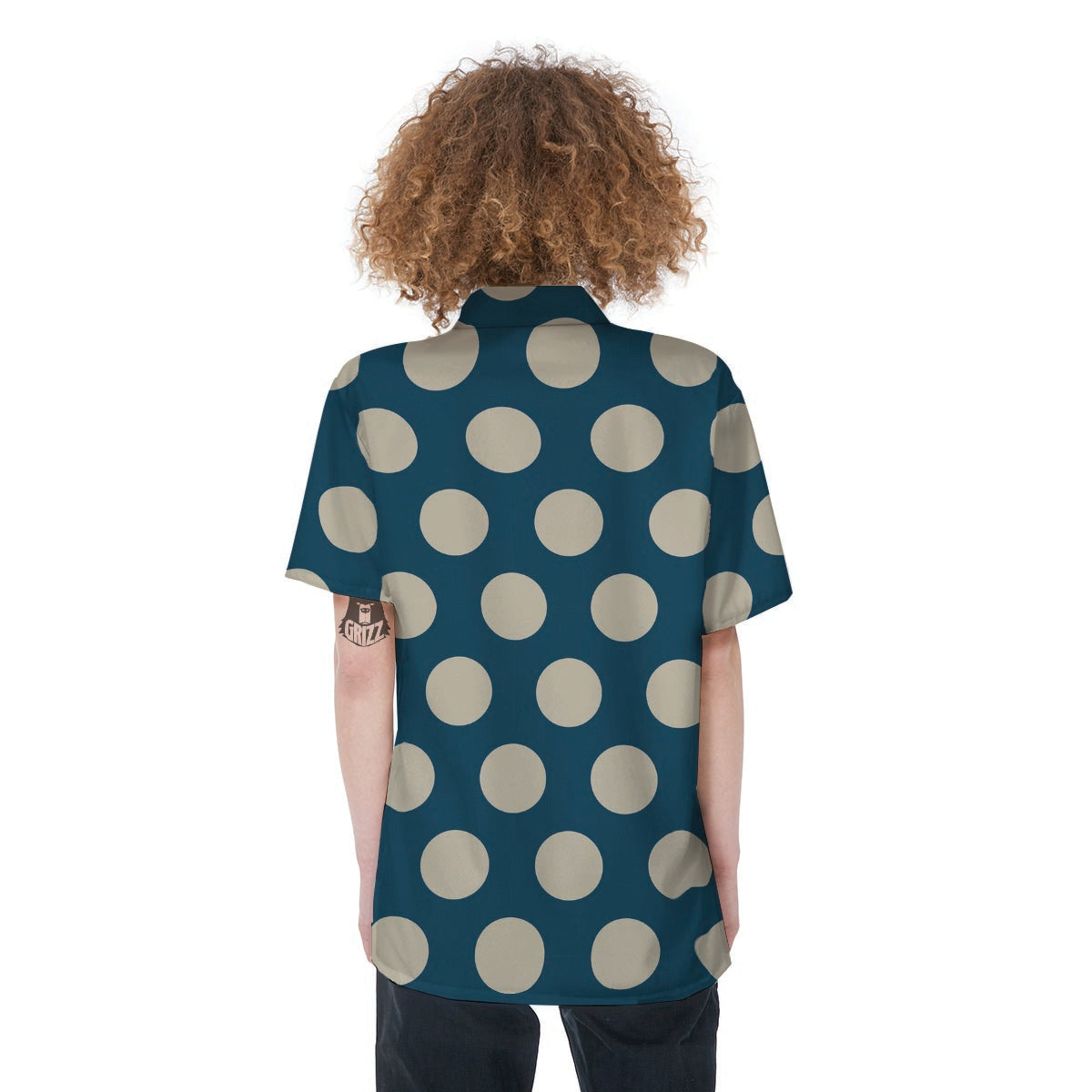 Blue Polka Dot Women's Short Sleeve Shirts-grizzshop