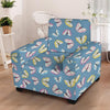 Blue Polka Dots Butterfly Print Armchair Cover-grizzshop