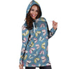 Blue Polka Dots Butterfly Print Hoodie Dress-grizzshop