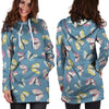 Blue Polka Dots Butterfly Print Hoodie Dress-grizzshop