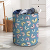 Blue Polka Dots Butterfly Print Laundry Basket-grizzshop