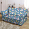 Blue Polka Dots Butterfly Print Loveseat Cover-grizzshop