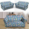 Blue Polka Dots Butterfly Print Loveseat Cover-grizzshop