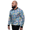 Blue Polka Dots Butterfly Print Men's Bomber Jacket-grizzshop