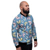 Blue Polka Dots Butterfly Print Men's Bomber Jacket-grizzshop