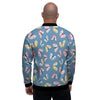 Blue Polka Dots Butterfly Print Men's Bomber Jacket-grizzshop