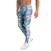 Blue Polka Dots Butterfly Print Men's Leggings-grizzshop