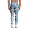 Blue Polka Dots Butterfly Print Men's Leggings-grizzshop