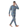 Blue Polka Dots Butterfly Print Men's Pajamas-grizzshop