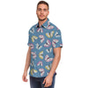 Blue Polka Dots Butterfly Print Men's Short Sleeve Shirt-grizzshop