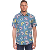 Blue Polka Dots Butterfly Print Men's Short Sleeve Shirt-grizzshop