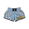 Blue Polka Dots Butterfly Print Muay Thai Boxing Shorts-grizzshop