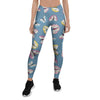 Blue Polka Dots Butterfly Print Women's Leggings-grizzshop