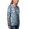 Blue Polka Dots Butterfly Print Women's Sweatshirt-grizzshop