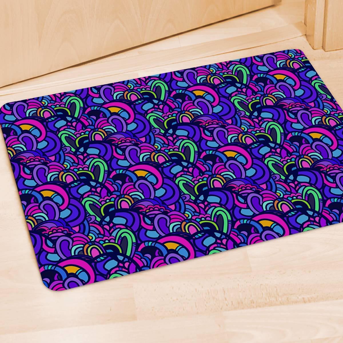 Blue Psychedelic Door Mat-grizzshop