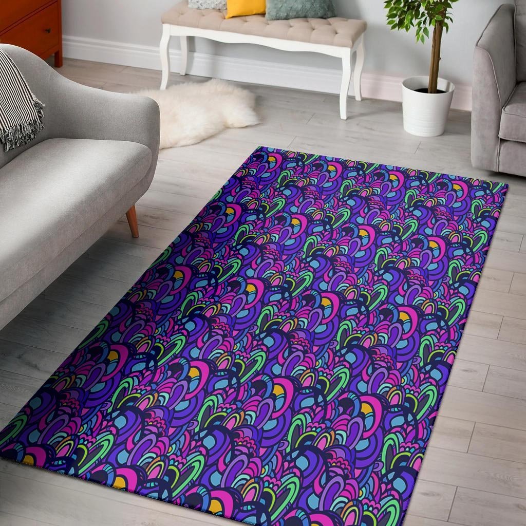 Blue Psychedelic Floor Mat-grizzshop