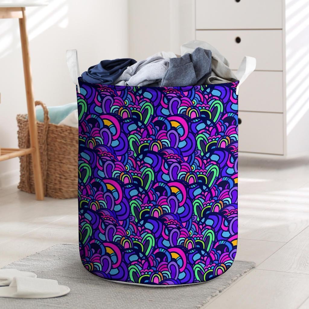 Blue Psychedelic Laundry Basket-grizzshop