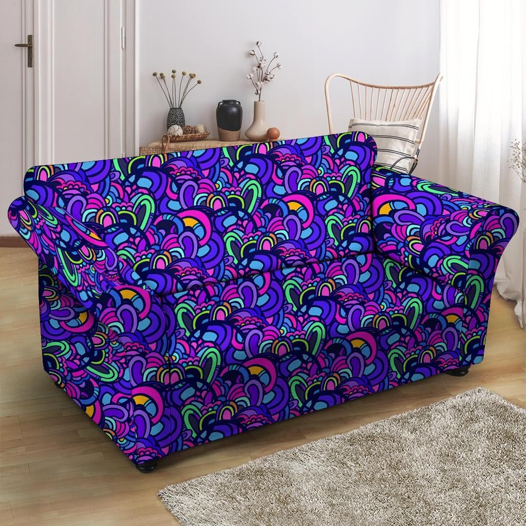 Blue Psychedelic Loveseat Cover-grizzshop