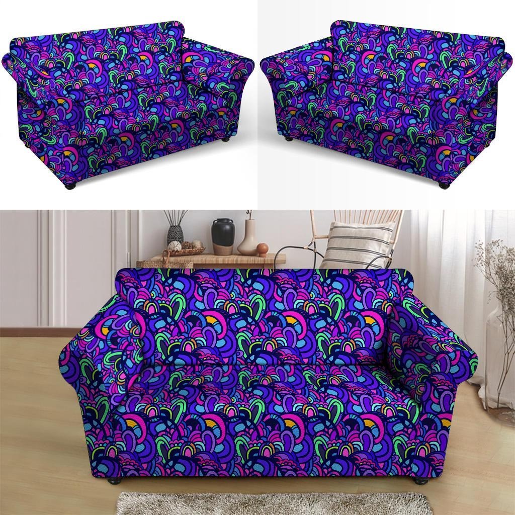 Blue Psychedelic Loveseat Cover-grizzshop