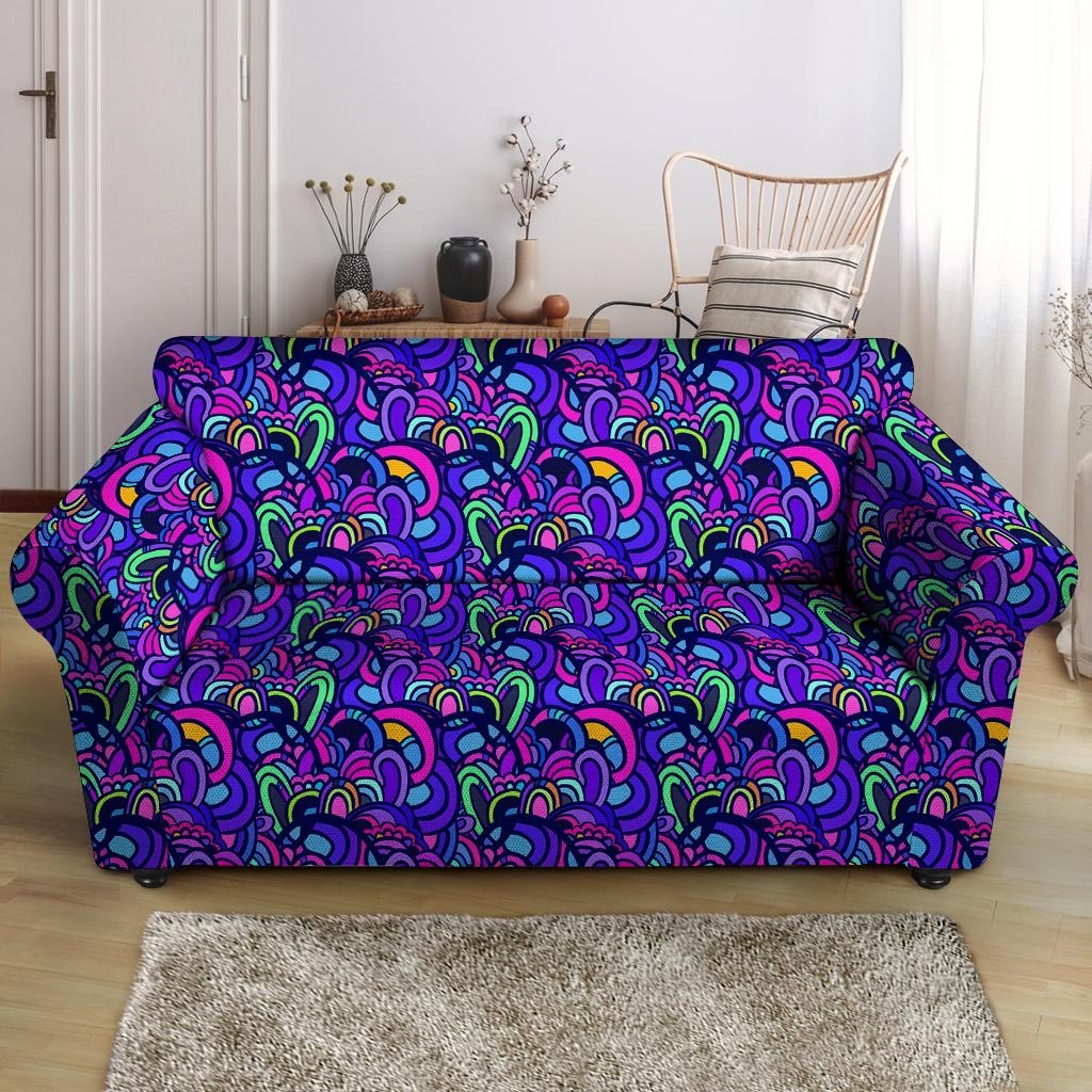 Blue Psychedelic Loveseat Cover-grizzshop