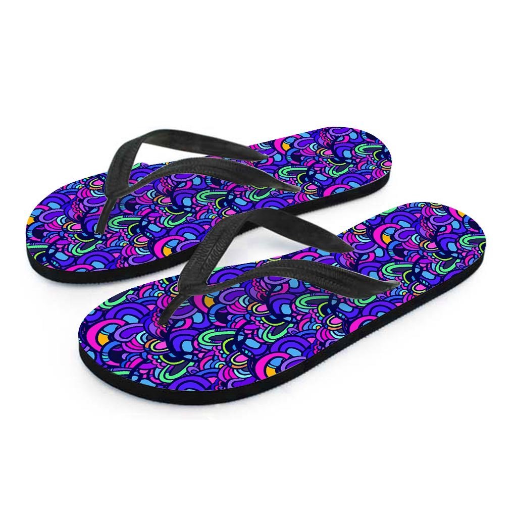 Blue Psychedelic Men's Flip Flops-grizzshop