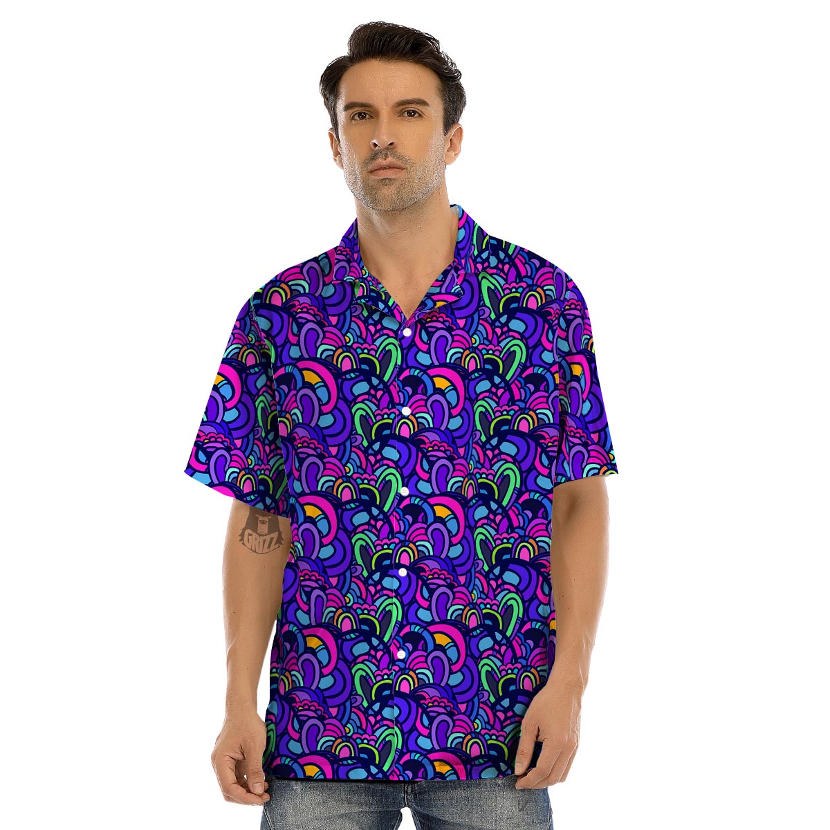 Blue Psychedelic Men’s Hawaiian Shirt-grizzshop