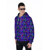 Blue Psychedelic Men's Zip Up Hoodie-grizzshop