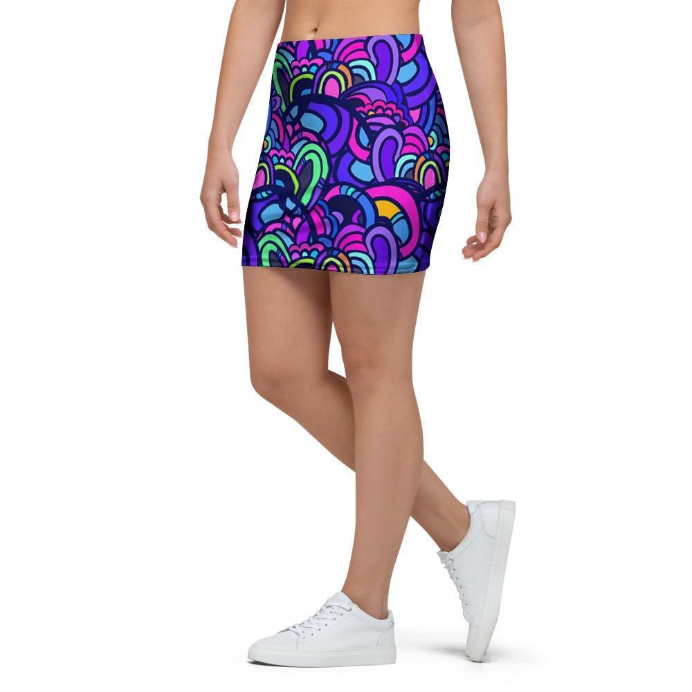 Blue Psychedelic Mini Skirt-grizzshop