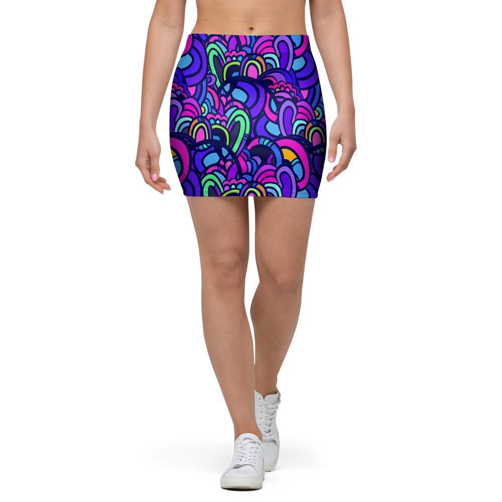 Blue Psychedelic Mini Skirt-grizzshop