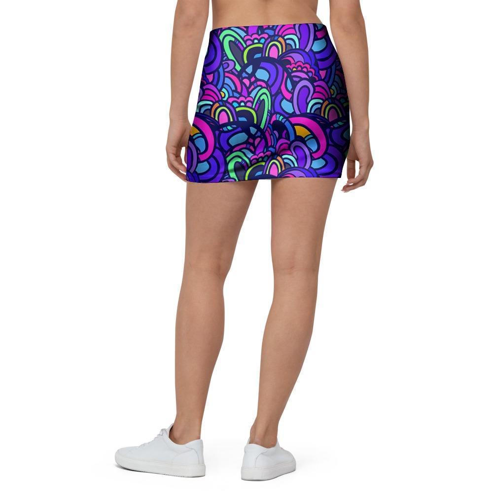 Blue Psychedelic Mini Skirt-grizzshop