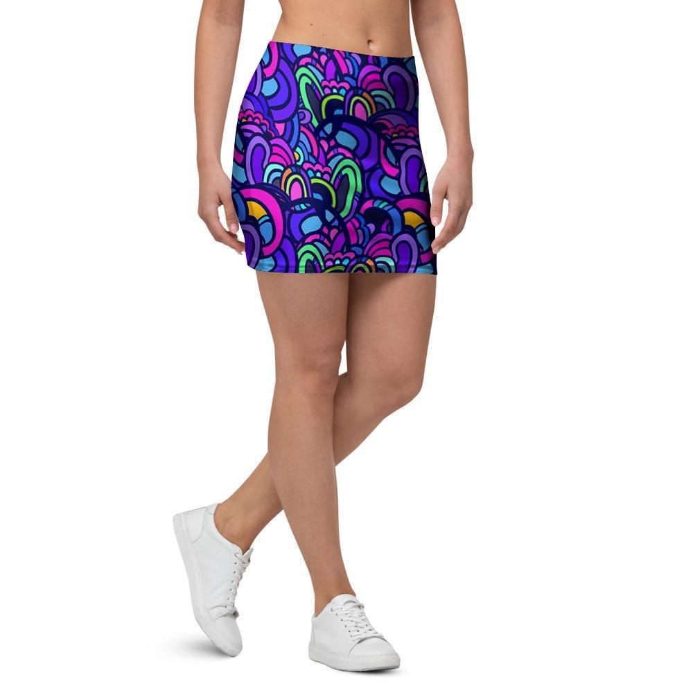 Blue Psychedelic Mini Skirt-grizzshop