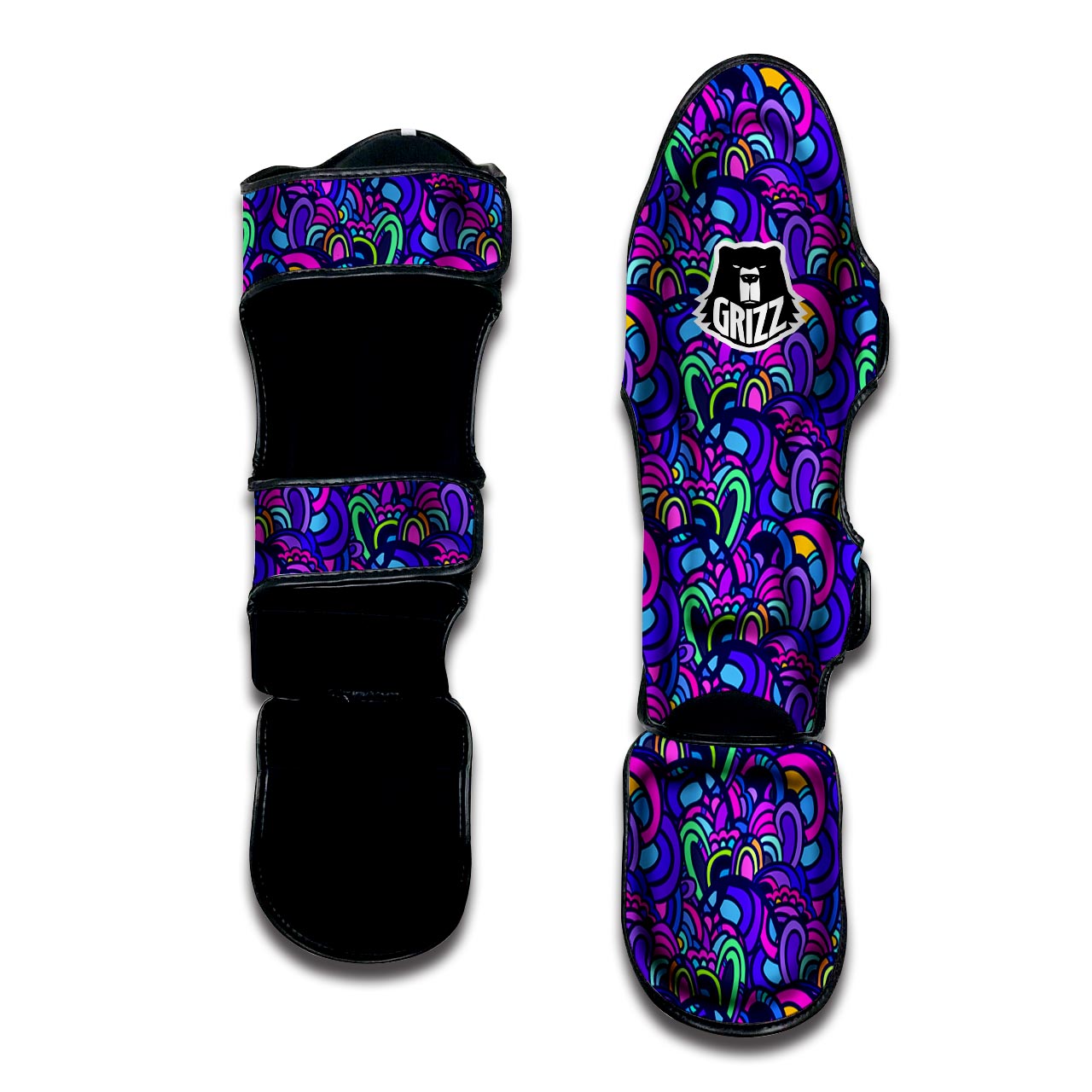 Blue Psychedelic Muay Thai Shin Guard-grizzshop