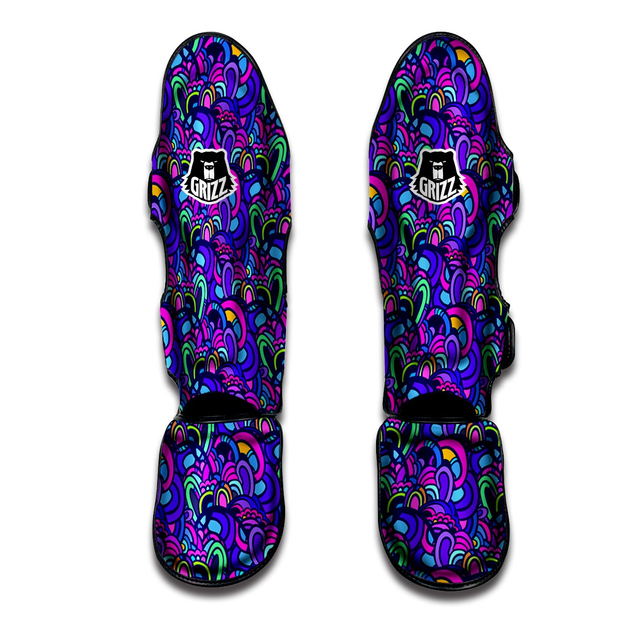 Blue Psychedelic Muay Thai Shin Guard-grizzshop