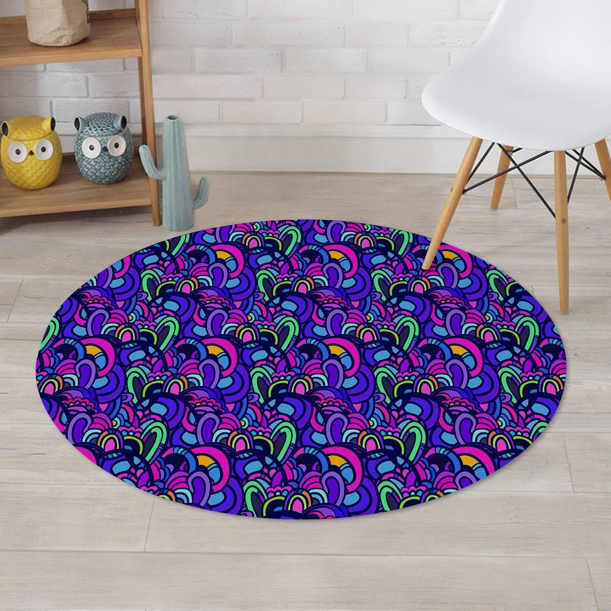 Blue Psychedelic Round Rug-grizzshop