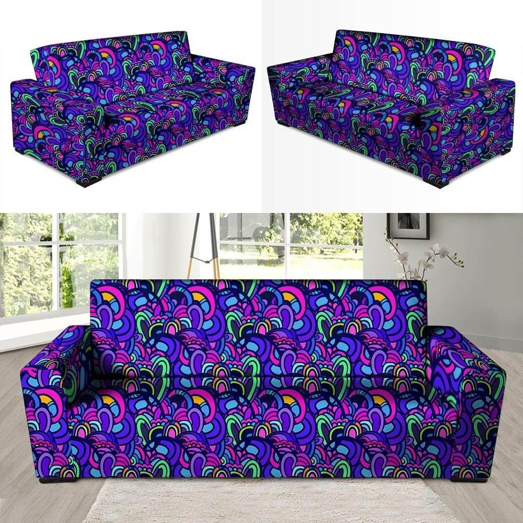 Blue Psychedelic Sofa Cover-grizzshop