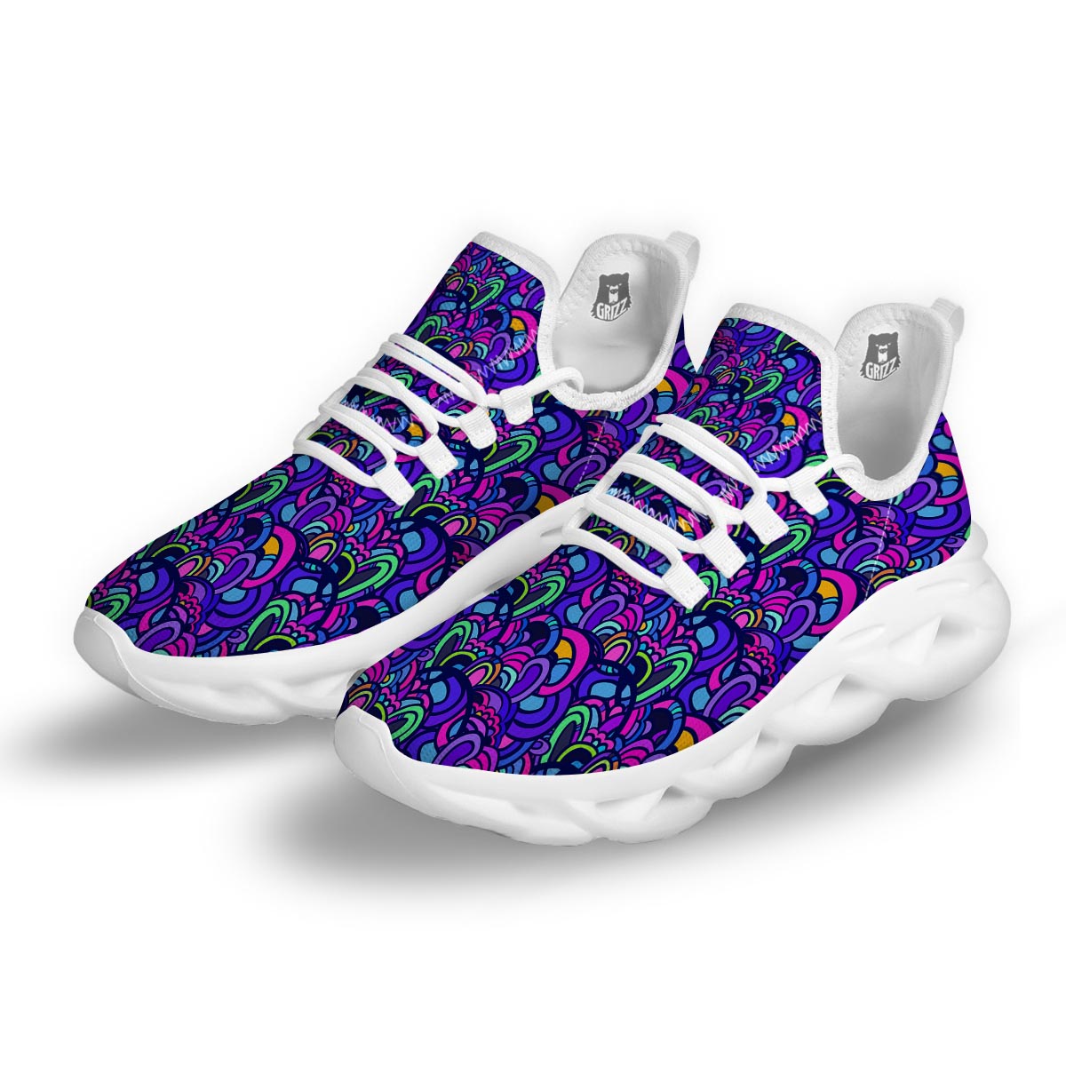 Blue Psychedelic White Running Shoes-grizzshop