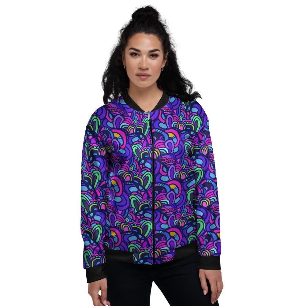 Blue Psychedelic Women's Bomber Jacket-grizzshop