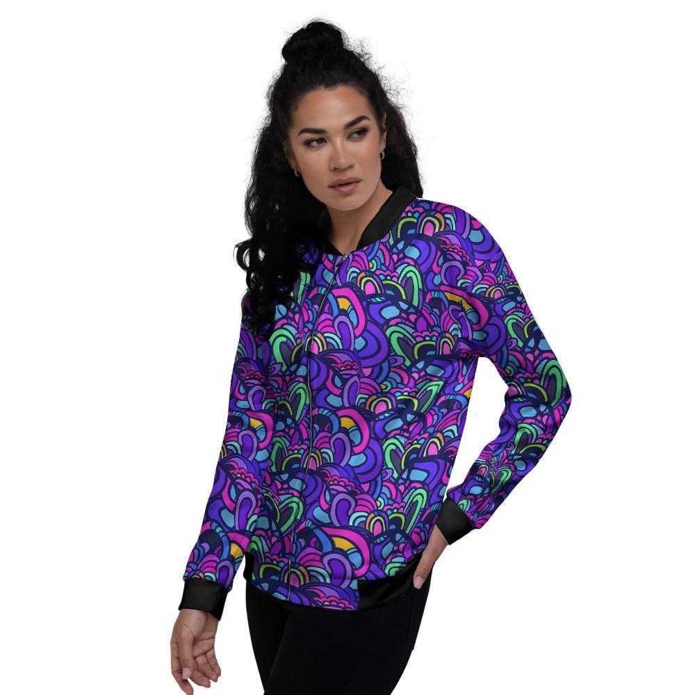 Blue Psychedelic Women's Bomber Jacket-grizzshop