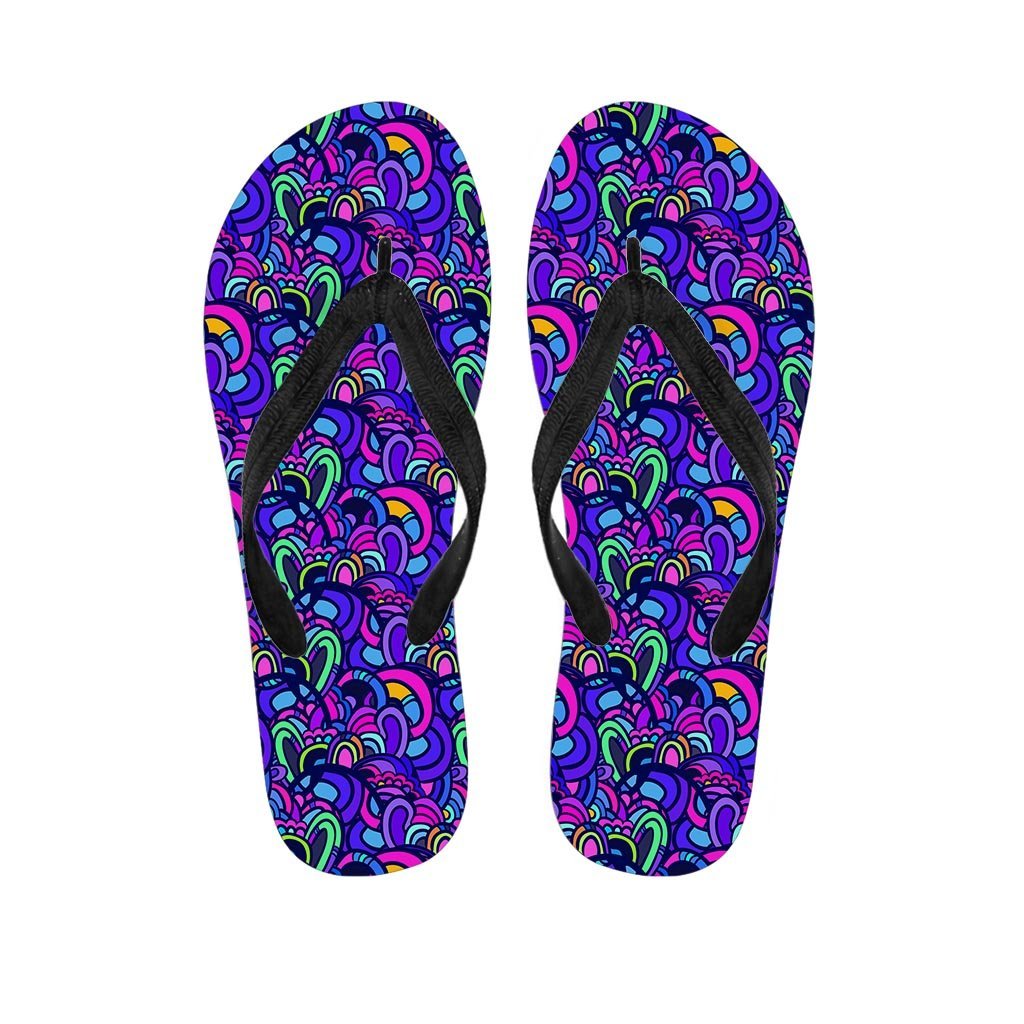 Blue Psychedelic Women's Flip Flops-grizzshop