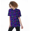 Blue Psychedelic Women's Short Sleeve Shirts-grizzshop