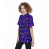 Blue Psychedelic Women's Short Sleeve Shirts-grizzshop