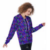 Blue Psychedelic Women's Zip Up Hoodie-grizzshop