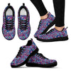 Blue Purple Red Paisley Pattern Print Black Sneaker Shoes For Men Women-grizzshop