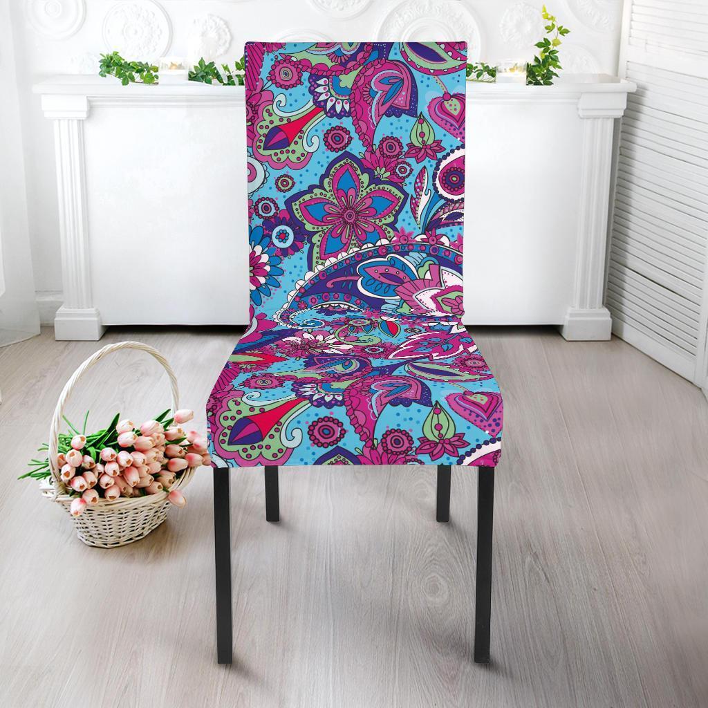 Blue Purple Red Paisley Pattern Print Chair Cover-grizzshop