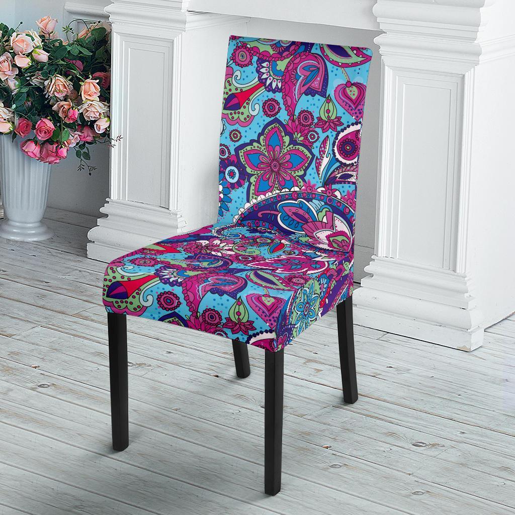 Blue Purple Red Paisley Pattern Print Chair Cover-grizzshop