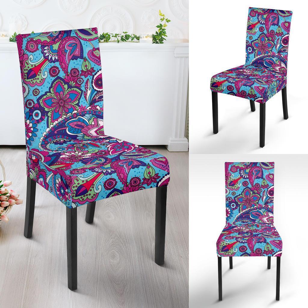 Blue Purple Red Paisley Pattern Print Chair Cover-grizzshop