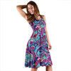 Blue Purple Red Paisley Pattern Print Dress-grizzshop