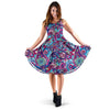 Blue Purple Red Paisley Pattern Print Dress-grizzshop