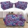 Blue Purple Red Paisley Pattern Print Loveseat Cover-grizzshop